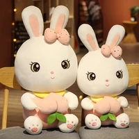 506070cm lovely rabbit holding peach plush toy stuffed bow knot bunny plush doll kids baby sleeping pillow child kawaii gift