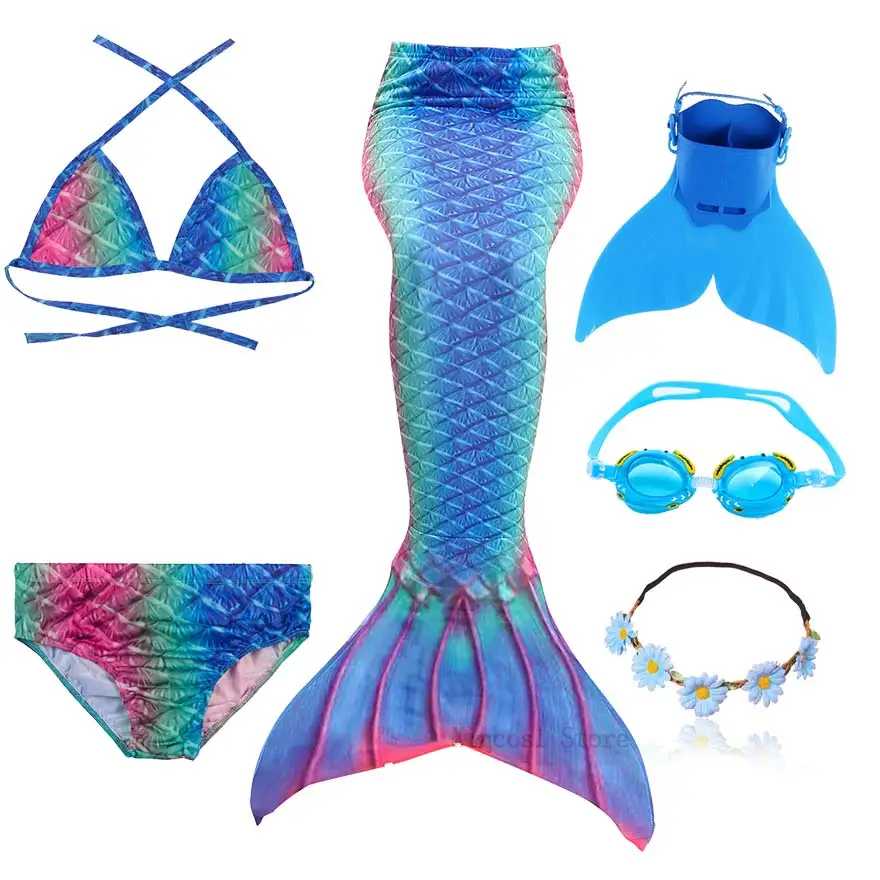 Package 1 NEW The Little Mermaid Tail with Garland Ariel Mermaid Swimsuit for Kids swimmable Bathing Suit Costume Cosplay - Цвет: Package 1