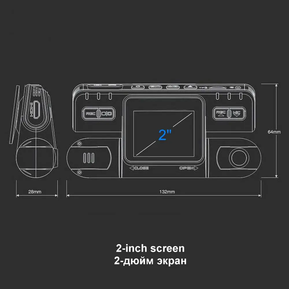 

Range Tour i4000 Car DVR Dual Lens Driving Video Recorder Outside Inside both Recording Left 1080P Right 480P 360 Degree DashCam