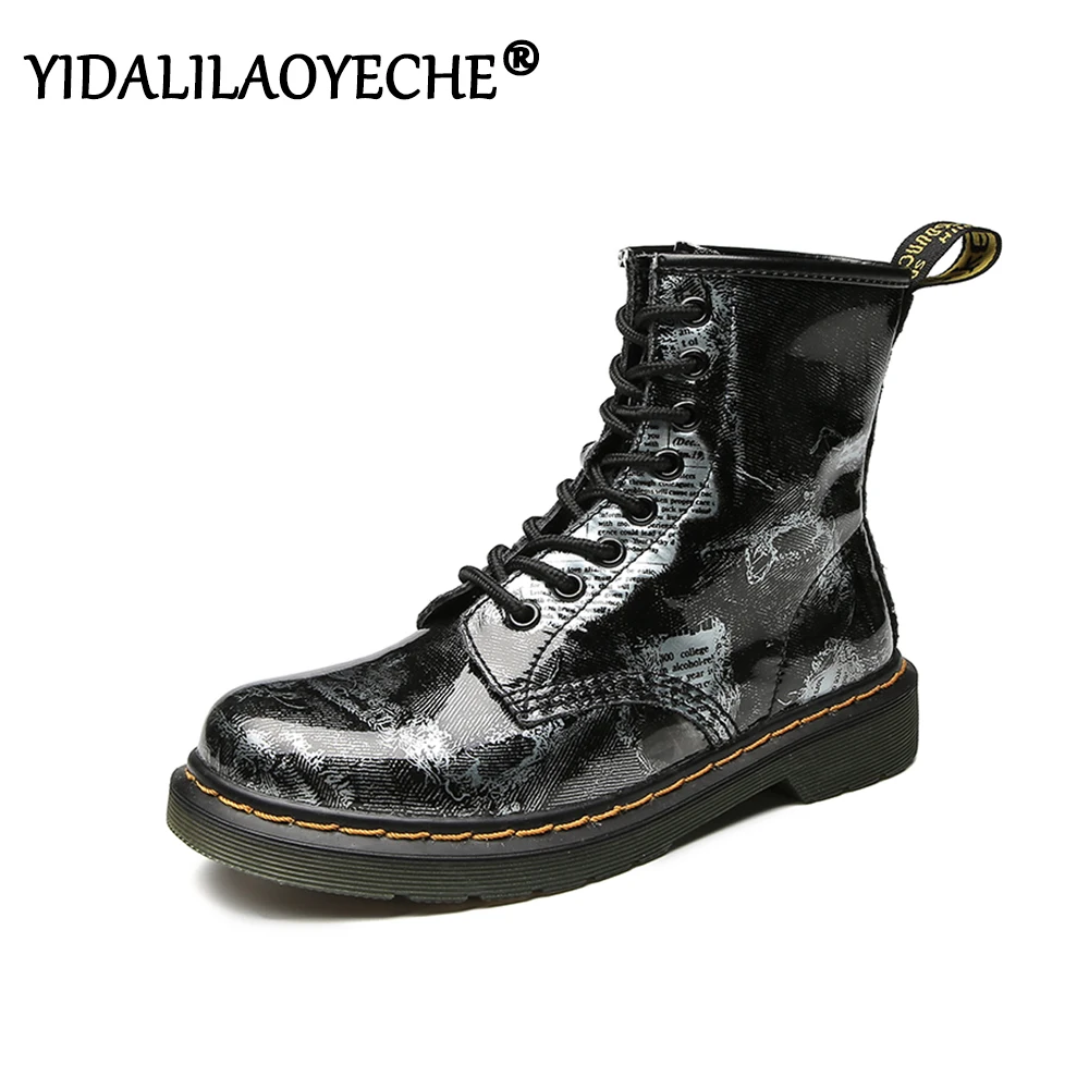 Ботинки с принтом женские ботильоны для женщин на танкетке элегантные кожаные