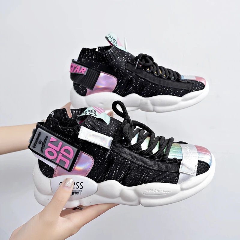 Кроссовки женские на платформе дышащие сетчатые спортивная обувь для бега