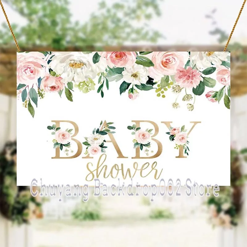 

Baby Shower Photography Backdrop Watercolor Flowers Child Girls 1st Birthday Party Background Photo Studio Props Decor Banner