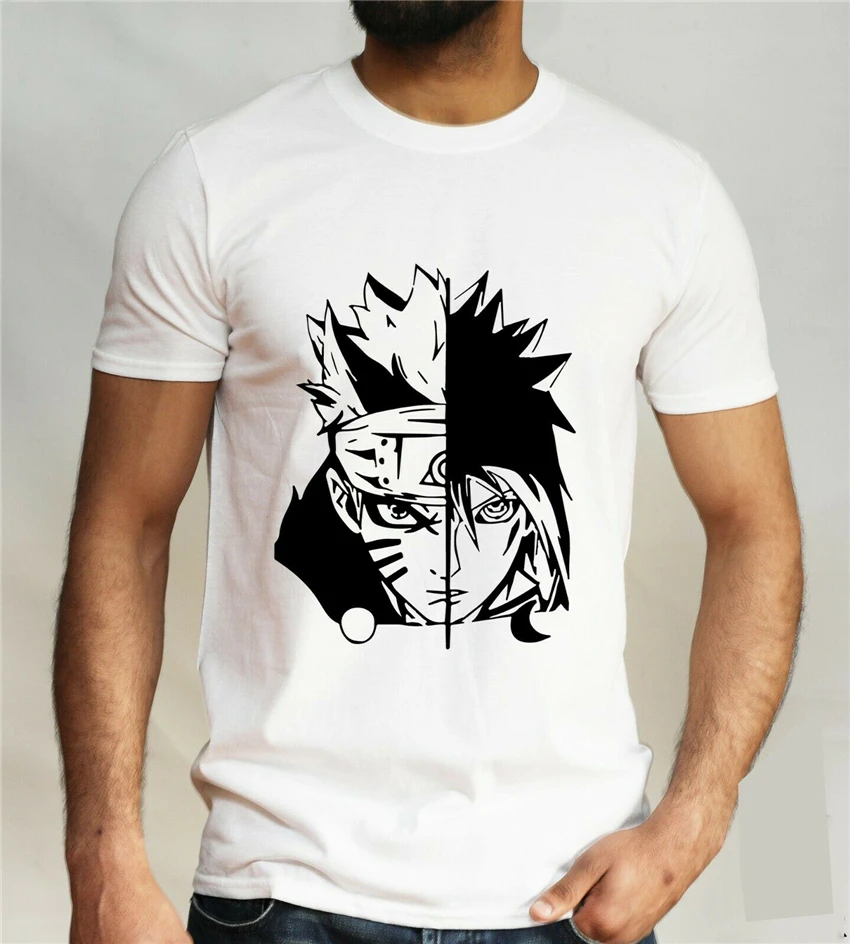 Наруто Vs Sasuke футболка Sharingan Uchiha Uzumaki Clan Аниме Comic Con Мужская хлопковая с коротким