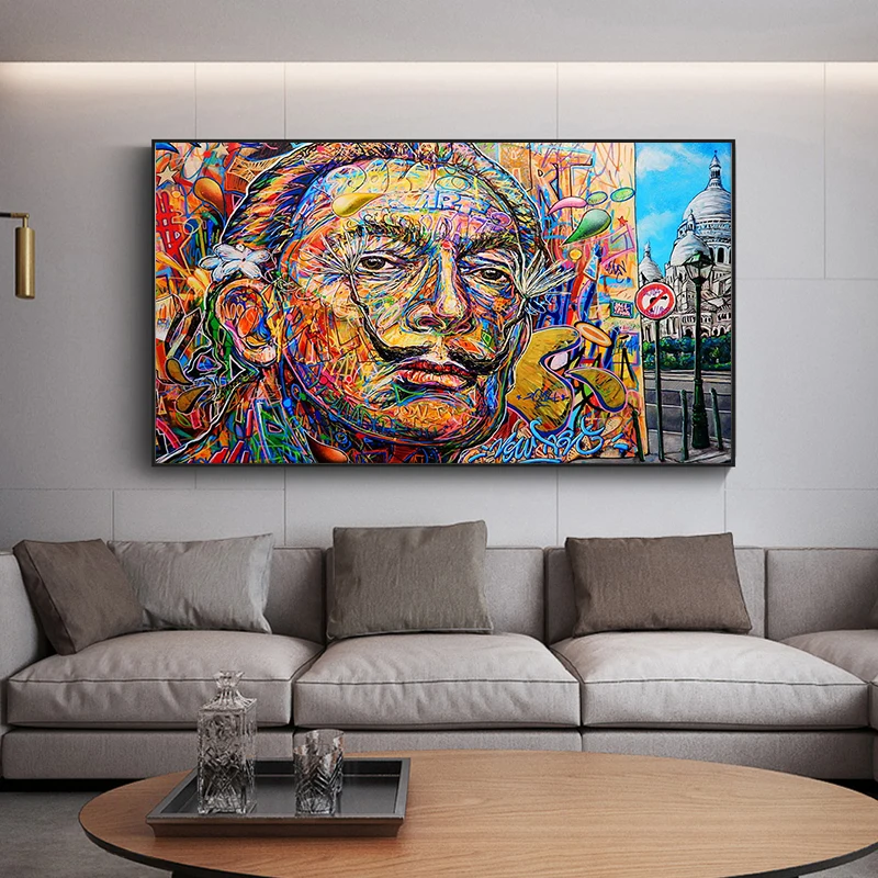

Abstract Salvador Dali Graffiti Art Canvas Paintings On the Wall Art Posters And Prints Street Art Canvas Pictures Home Decor