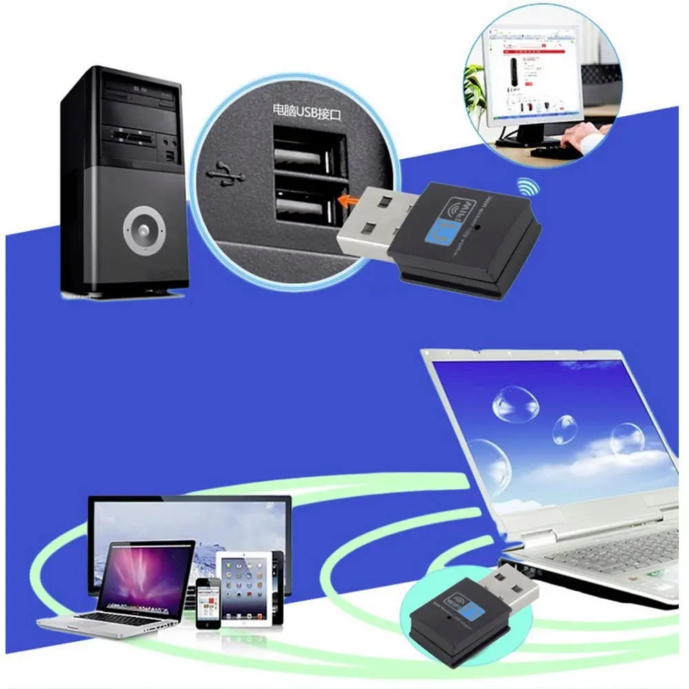 Wi Fi сетевой адаптер ZEXMTE 300 Мбит/с для ПК/настольного компьютера/ноутбука|Сетевые