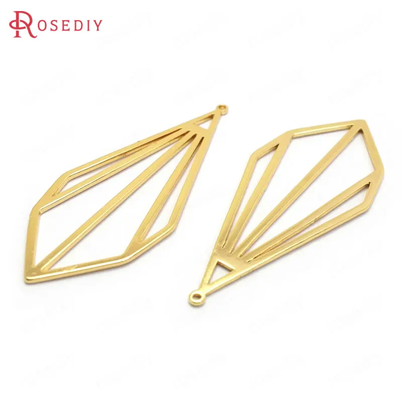

(C405)8 pieces 47x20mm 24K Gold Color Brass Long Drop Shape Charms Pendants High Quality Accessories Jewelry Making Supplies