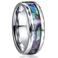 8mm unisex rings colorful faceted alloy abalone shell men finger ring women wedding birthday gift accessories