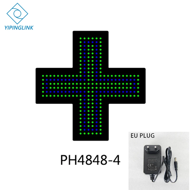 PH4848-4-EU PLUG Зеленый синий светодиодный знак Креста высокой яркости маленький размер 48*48 см медицинский магазин Неоновый крест Крытый крест доска - Мощность в ваттах: PH4848-4-EU PLUG