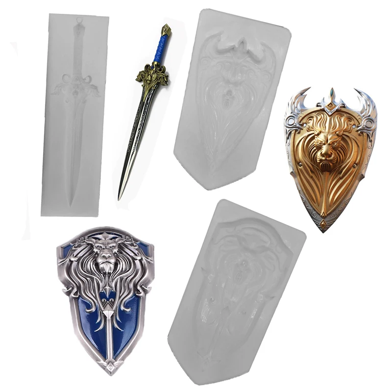 

WOW King Storm Sword & Shield Silicone Mold for Fondant Cake Decor, Cupcakes, Sugarcraft, Cookies, Candies, Clay Bakeware Tools