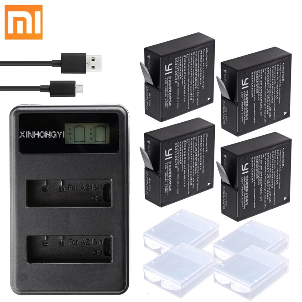 Аккумулятор yi 4k + зарядное устройство с ЖК дисплеем для xiaomi 2 xiaoyi plus|Цифровые