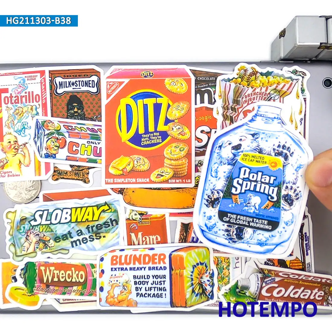38PCS Snack Drink Food Spoof Outer Packing Stickers Retro Graffiti Art Decals for Phone Laptop Skateboard Motorcycle Car Sticker - купить по