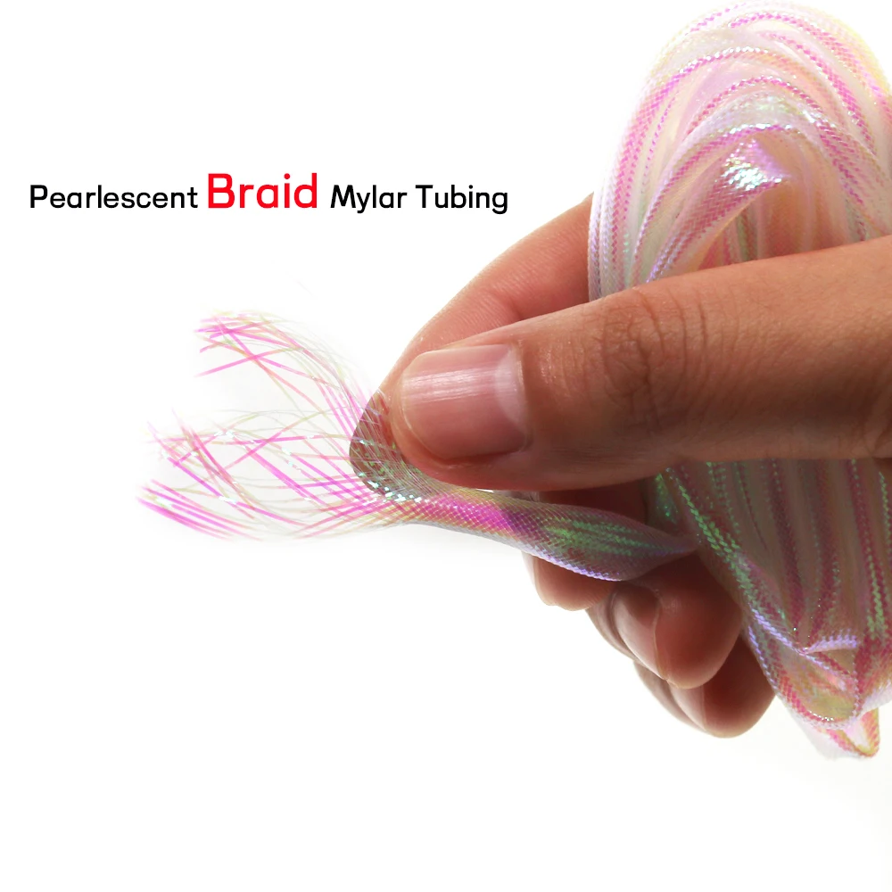 WIFREO 4M 2/4/6mm Pearlescent Braid Mylar Tubing Fly Tying Materials Round Hologr aphic Cord Pearl Mylar For Tube Fish Fly