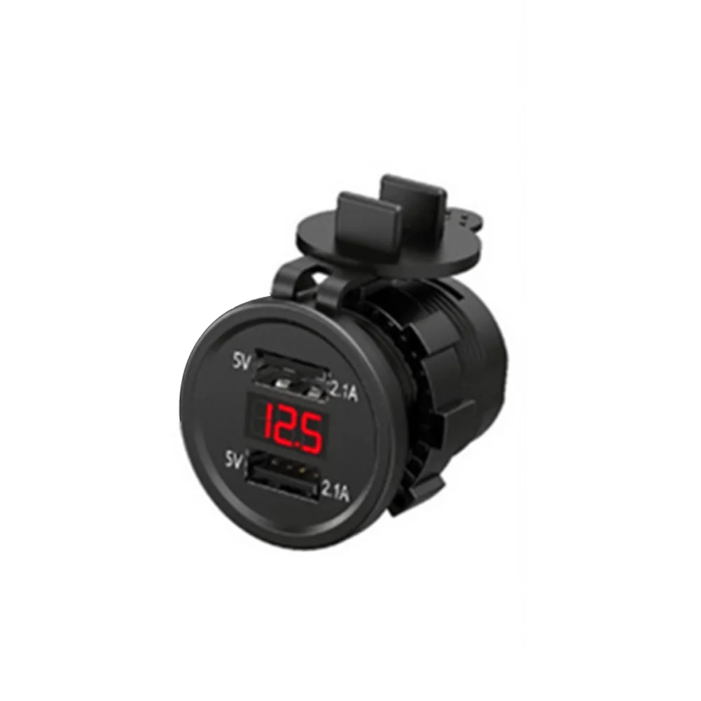 

4.5*3.5cm Car charger Port Boat RV LED digit Socket Voltmeter Dual USB