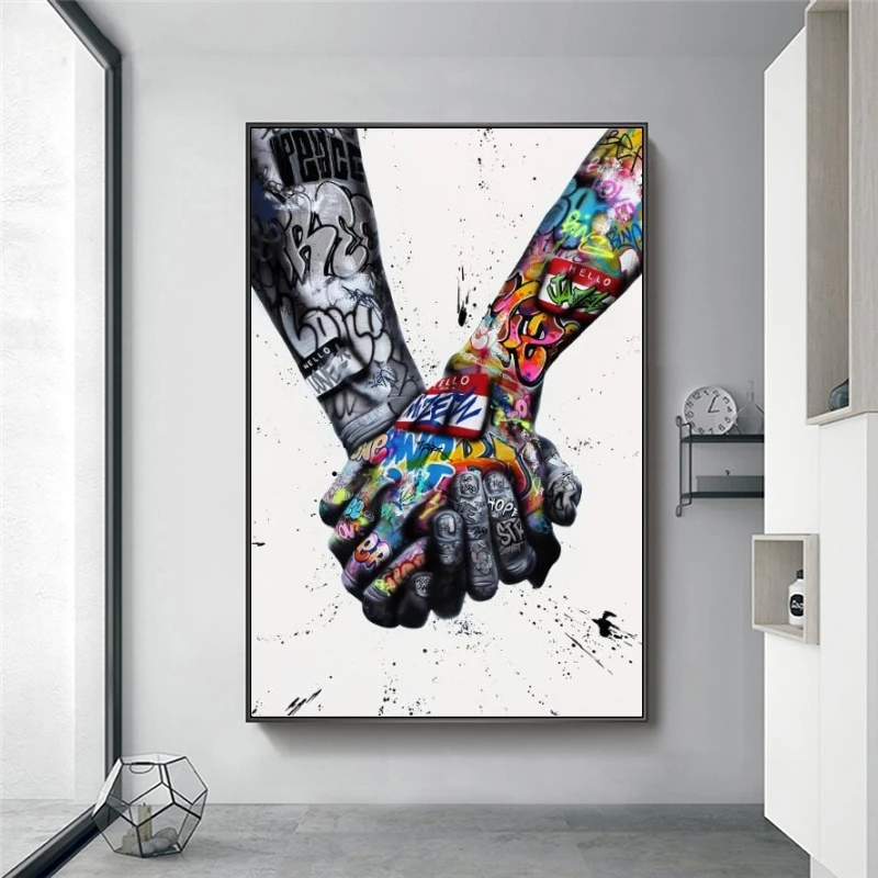 

Graffiti Art Lover Hands Canvas Posters Street Art Canvas Paintings Inspiration Artwork Wall Pictures For Living Room Cuadros