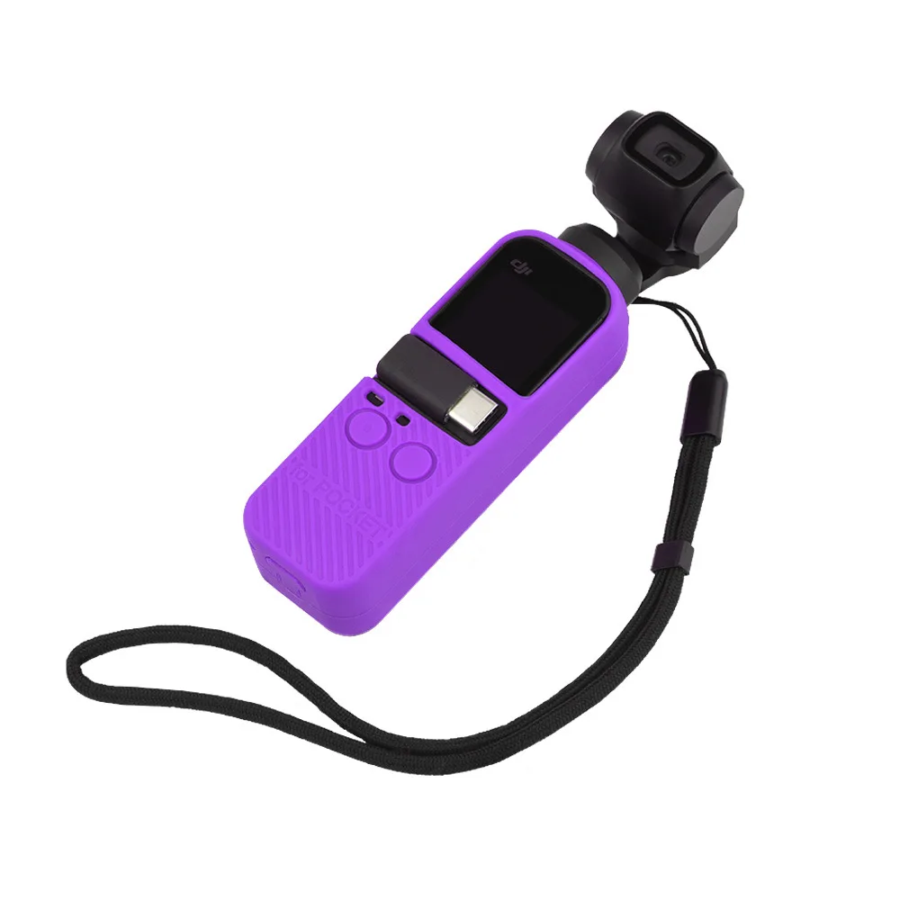 Purple DJI OSMO Карманный силиконовый защитный чехол с ремешком многоцветные Защитные чехлы для DJI OSMO Карманный ручной карданный аксессуар - Цвет: Purple