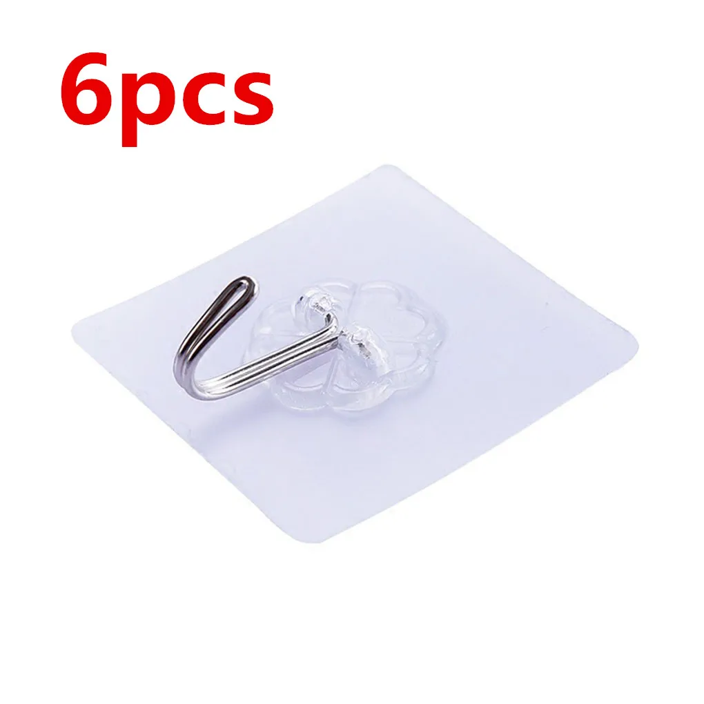 6pcs 6 шт./12 шт. крепкие прозрачные присоски на присоске, настенные крючки, вешалка для кухни, ванной комнаты, 6*6 см,, настенные крючки - Цвет: 6pcs