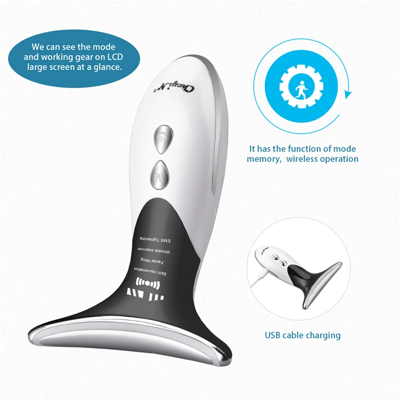 

CkeyiN Facial Neck Lifting Machine EMS LED Light Ultrasonic Face Massager Beauty Device Skin Rejuvenation Anti-aging Wrinkles 50