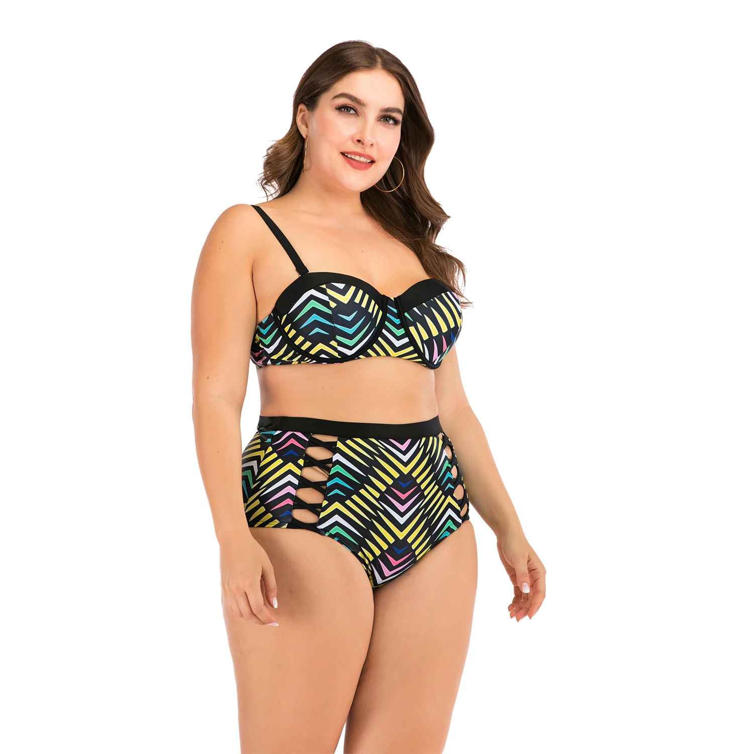 Женский купальный костюм из двух частей сексуальный купальник бикини большие