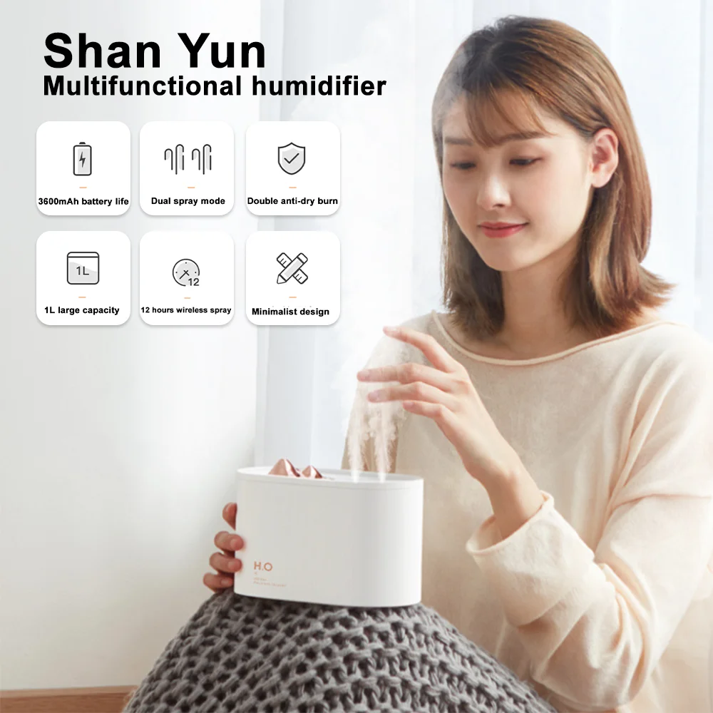 

Portable Humidifier Usb Fragrance Diffuser Suitable For Home Office Baby Double Spray Moisturizer Gifts Humidificador для дома