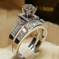 milangirl elegant wedding engagement pair rings set 2pcs color anniversary accessories with full shiny zircon jewelry