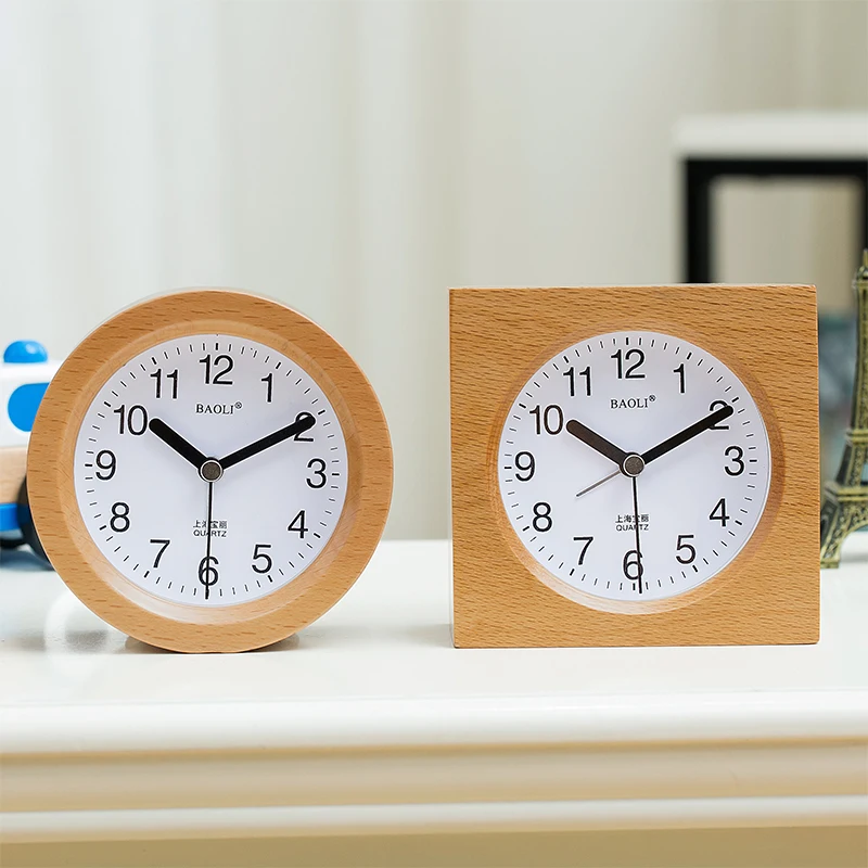 

Wood Luminous Silent Round Alarm Clock Stylish Minimalist Creative Alarm Clock Student Bedroom Bedside Decoration Hot MM60NZ