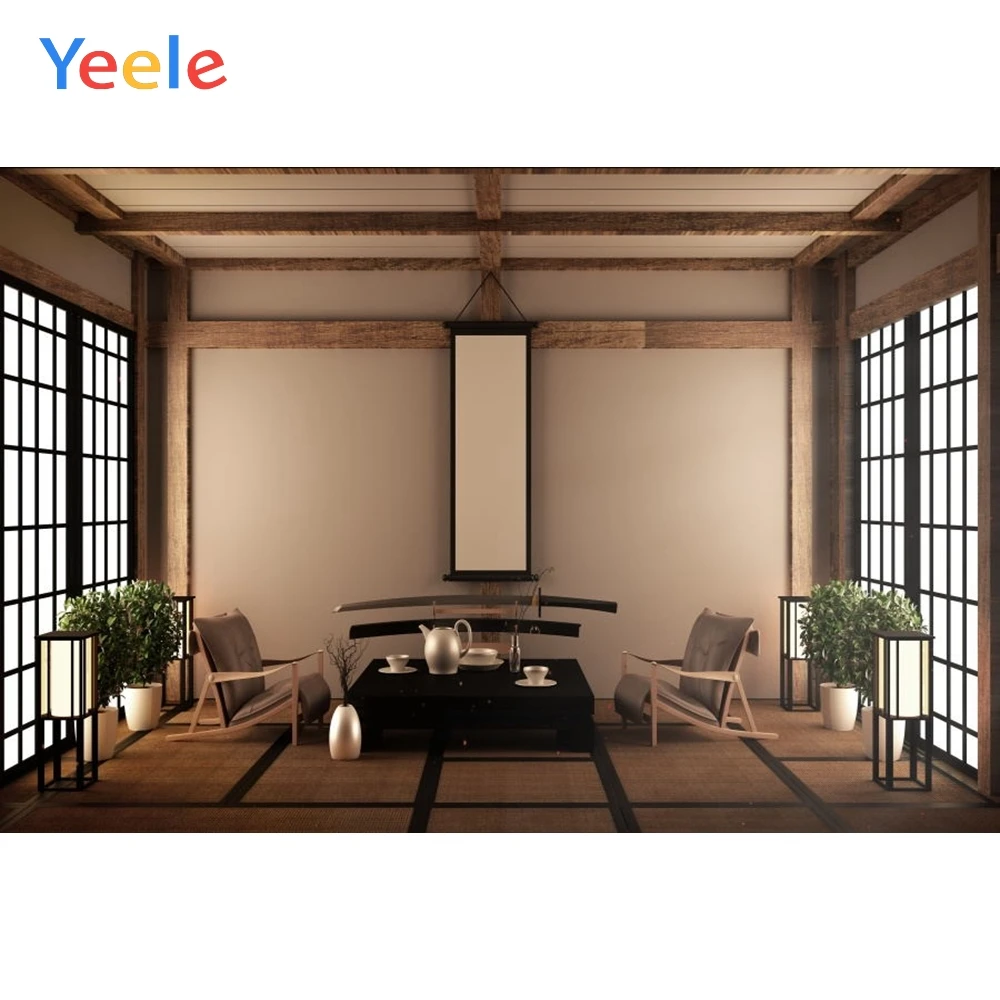 Виниловый фон для детской фотосъемки с японским элементом интерьера гостиной