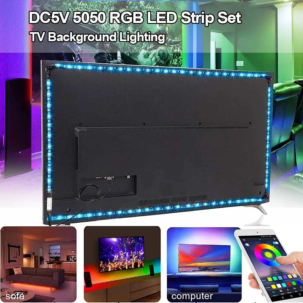 Светодиодная подсветка под шкаф RGB USB Светодиодная лента кухонный шкаф ночной Светильник s RF пульт дистанционного управления для домашнего гардероба светодиодный Диодная лента DC 5V