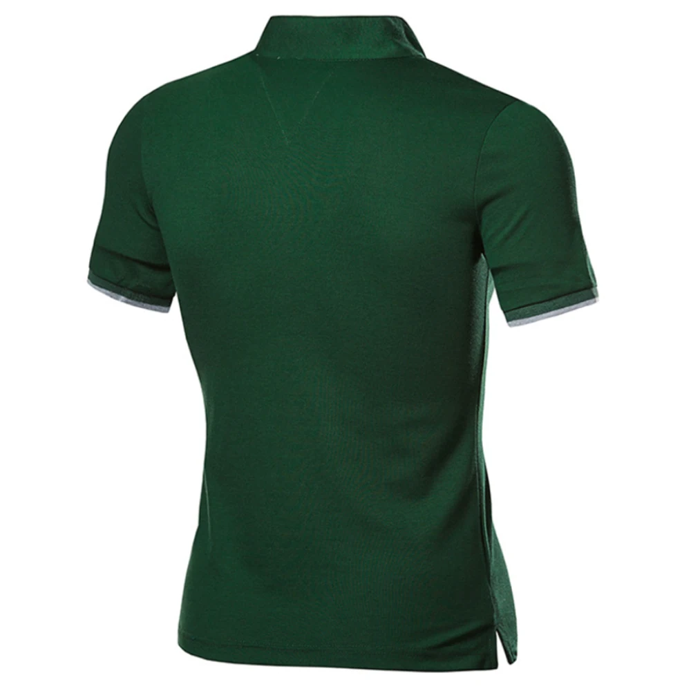 

Solid Color Stand Collar T Shirts Casual Men Korean Style Short Sleeve Fitness Tops