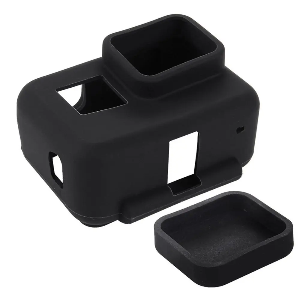 Black PULUZ для Go Pro Аксессуары Корпус крышка Мягкий силиконовый защитный чехол и боковая рамка крышка объектива для GoPro HERO()/7 черный/6/5 - Цвет: Black