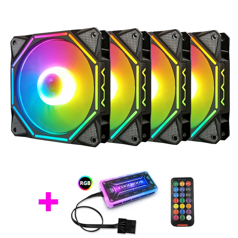 Coolmoon компьютер PC чехол вентилятор RGB светодиодный Скорость вентилятора 120 мм