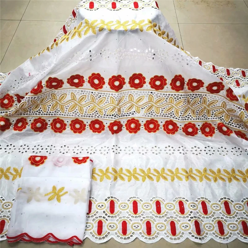 

Ligh Purple Bazin Brode Fabric High Quality African Lace Fabric 5+2 Yard Cotton Bazin Riche Fabric With Tull Lace Blouse