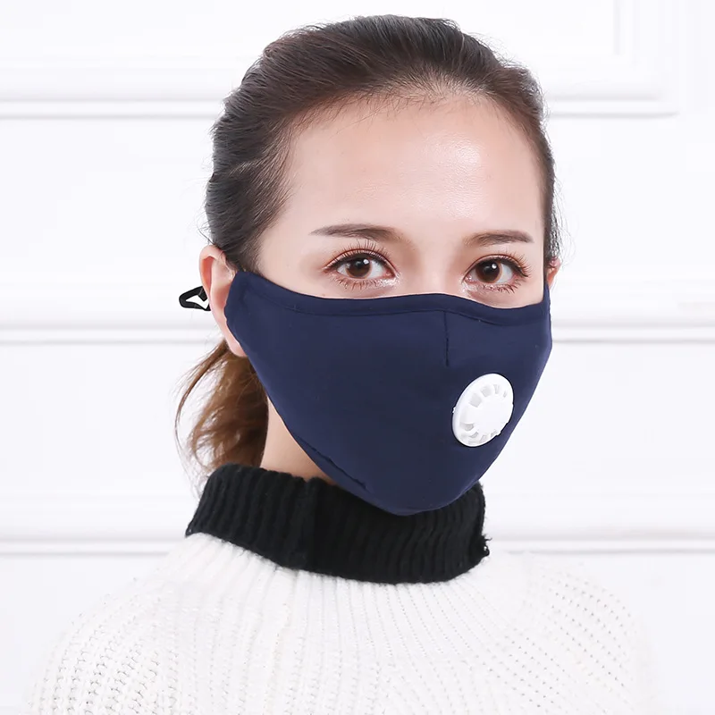 dark blue Противозагрязняющая маска для лица респиратор от пыли моющиеся многоразовые маски хлопок унисекс рот Муфельная для аллергии/астмы/велоспорта - Цвет: dark blue