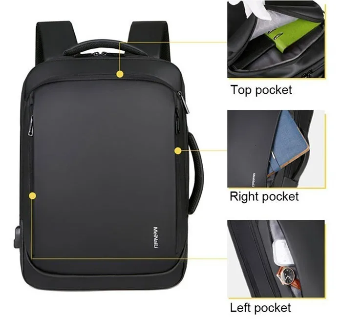 17 дюймов рюкзак для ноутбука 15,6 мужские рюкзаки бизнес ноутбук Mochila водонепроницаемый рюкзак зарядка через usb сумки Дорожная сумка