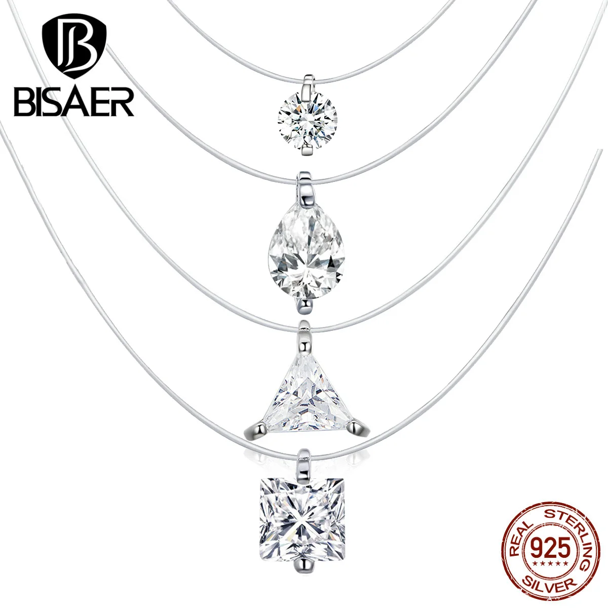 Женское колье цепочка с фианитом ECN332|Ожерелья| |