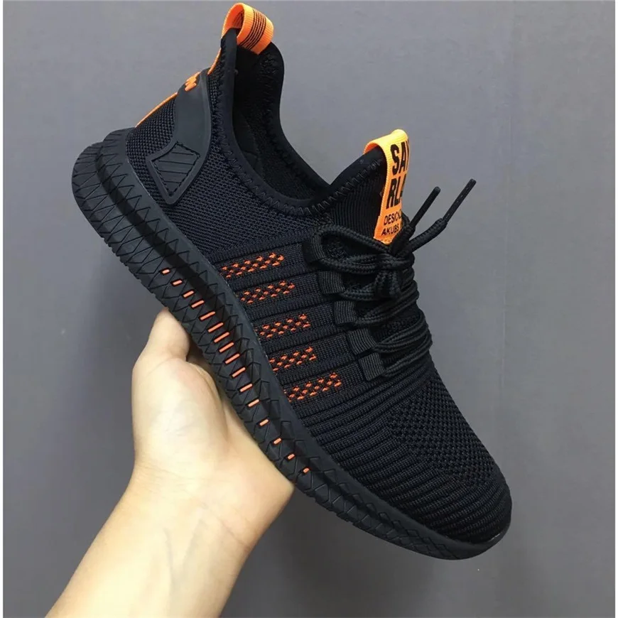 black orange Мужские кроссовки; мужская повседневная Вулканизированная обувь; дышащая обувь для взрослых; коллекция года; Tenis Masculino Zapatos De Hombre Basket Homme - Цвет: black orange