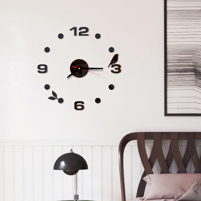 Wall Clock Modern Design DIY Black Cat Bird Quartz Clocks Home Decor Orologio Muro Livingroom Creative Kitchen | Дом и сад