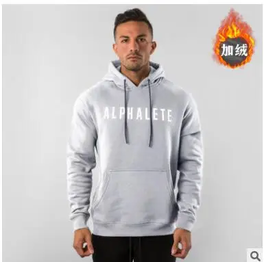 ALPHALETE брендовые осенние мужские обтягивающие толстовки, мужские тренажерные залы, для фитнеса, бодибилдинга, бегунов, спортивная одежда, повседневные Модные хлопковые толстовки - Цвет: gray wool