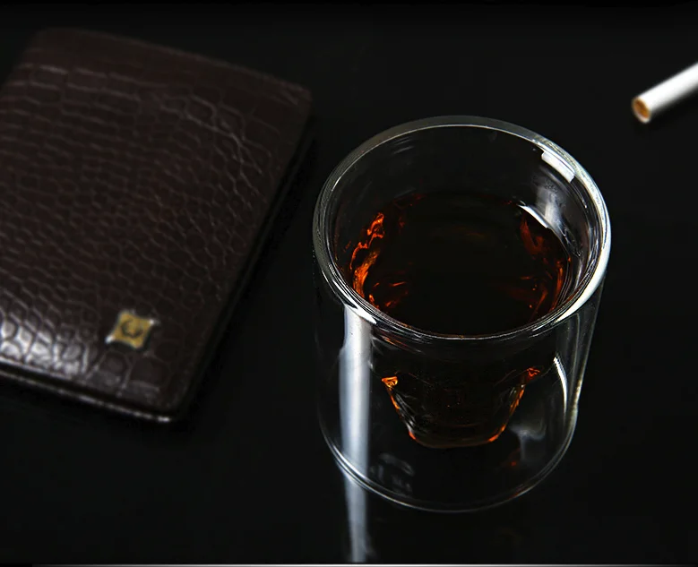 Винный бокал с черепом 3 размера кружка двойная стеклянная чашка для пива виски