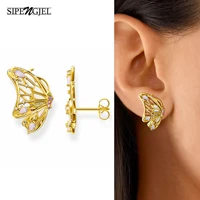 sipengjel fashion original half of butterfly stud earrings punk trendy animal luxury brand earrings for women jewelry gift 2022