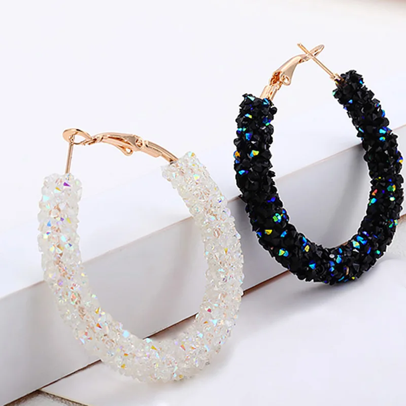 Корейские круглые хрустальные крупные серьги с подвесками для женщин Женские