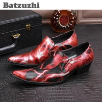 batzuzhi red fashion business men shoes personalized hairdressers leather shoes lightning leather wedding shoes men eu38 46