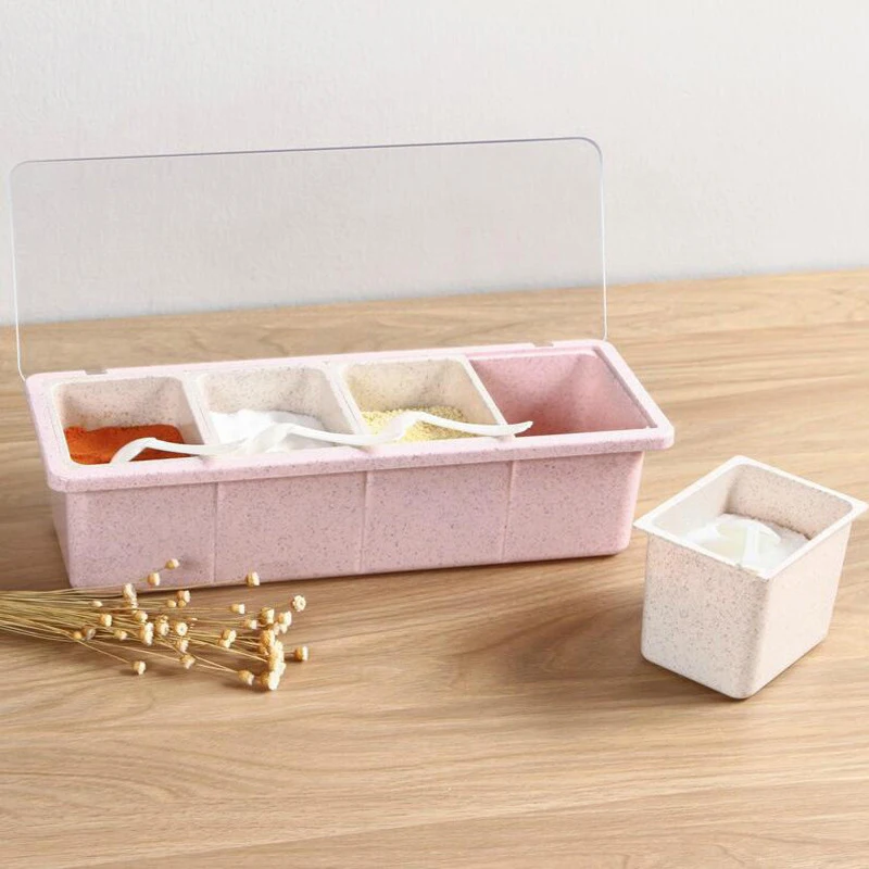 

Кухонные контейнеры для хранения, многофункциональная коробка для приправ, коробка для хранения, бутылка для приправ с крышкой, банка для п...