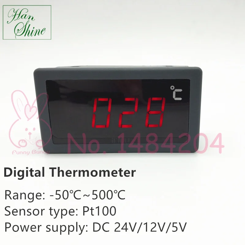 Цифровой термометр-50~ 500C DC24V/12 V/5 V источник питания с датчиком Pt100 красный светодиодный индикатор температуры Pt100