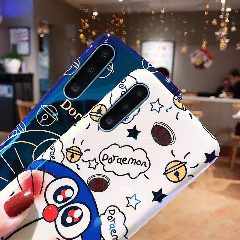 Чехлы для Huawei P20 P30 Lite Mate 10 20 Pro чехол Honor V20 Cute Cartoon Doraemon мягкий силиконовый телефона