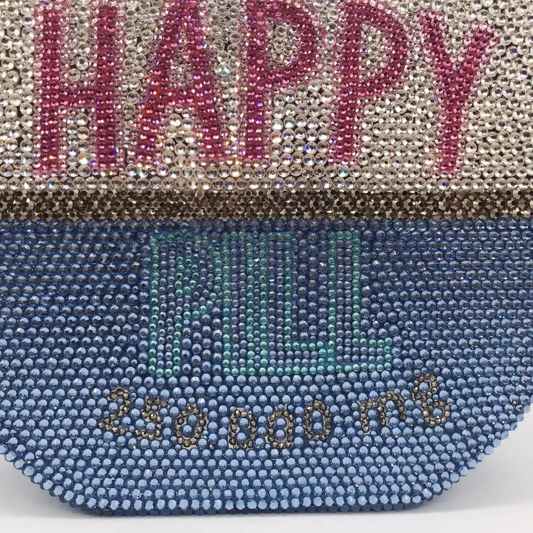 Новый HAPYY Letter белый/синий полный бриллиант круглой формы женский клатч высокого