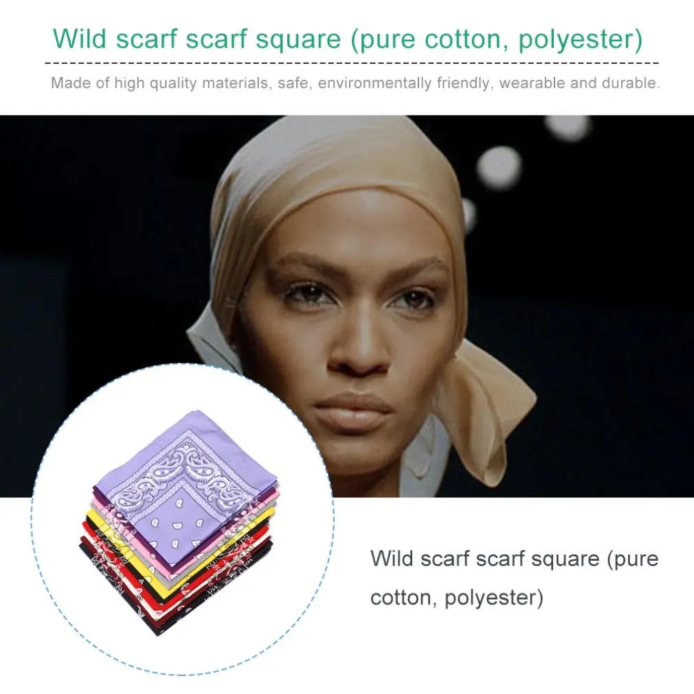 

1PC Newest 100% Cotton Hip-hop Bandanas For Male Female Head Scarf Scarves Wristband Vintage Pocket Towel Hot Selling