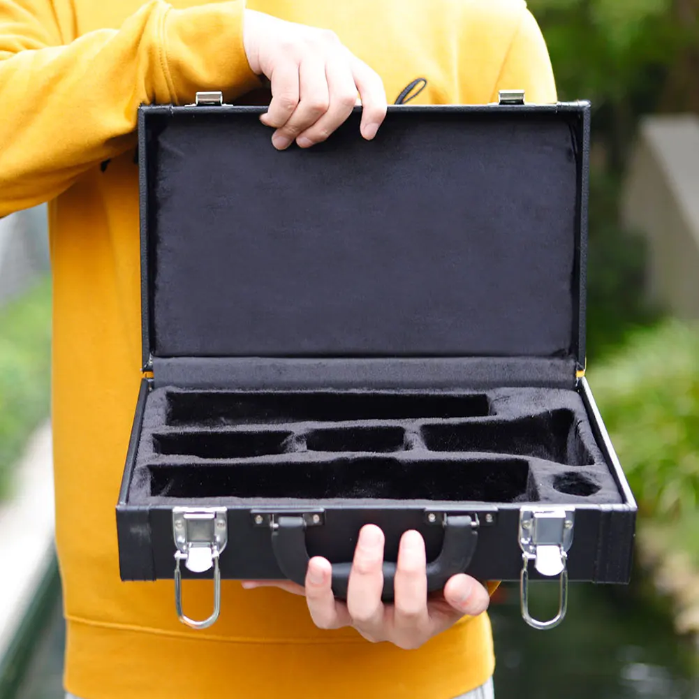 

IN-125 Clarinet Case Leather Shockproof Portable Instrument Storage Box With Handle Strap Protection Woodwind Instrumen Parts