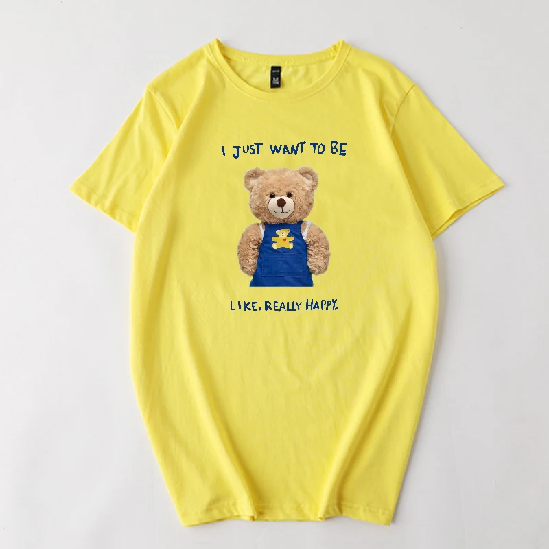 

Fashion bear t shirt women Printed short sleeve casual 100% cotton Tops cute cartoon t-shirt women harajuku tshirt clothing