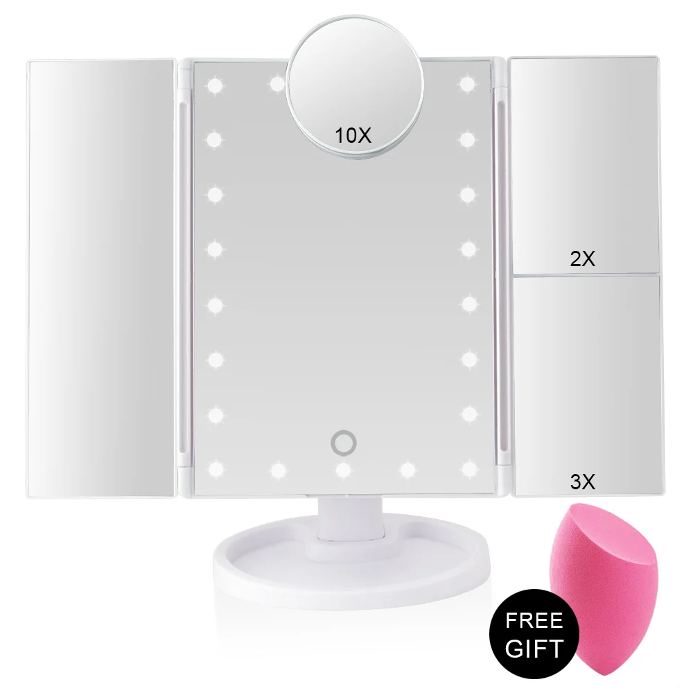 Увеличительное зеркало для макияжа с сенсорным экраном 22 светодиодный