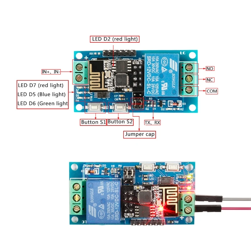 12V ESP8266 2-битное Wi-Fi реле IOT интеллектуальное домашнее мобильное приложение с